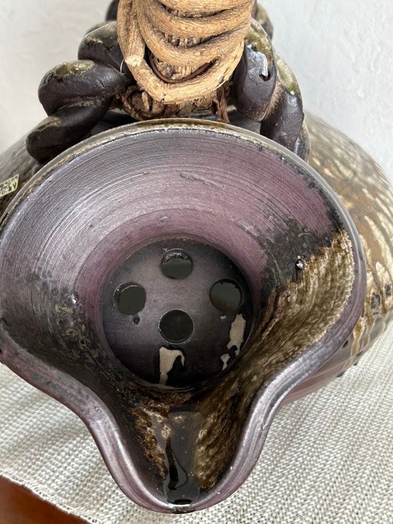 【送料無料】信楽焼　手造り　土瓶　花瓶　置物　特大