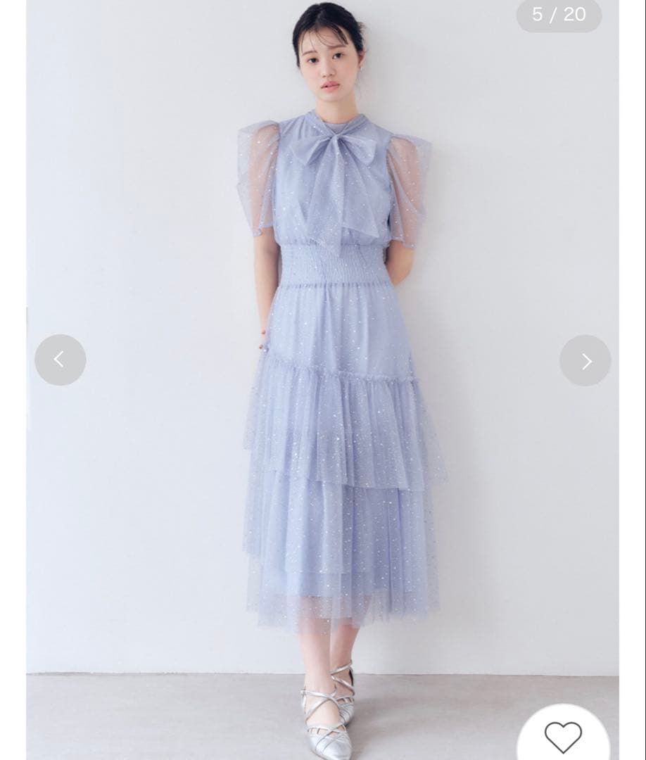 FUR FUR ハーフスリーブラメチュールドレス　ライトブルー　00