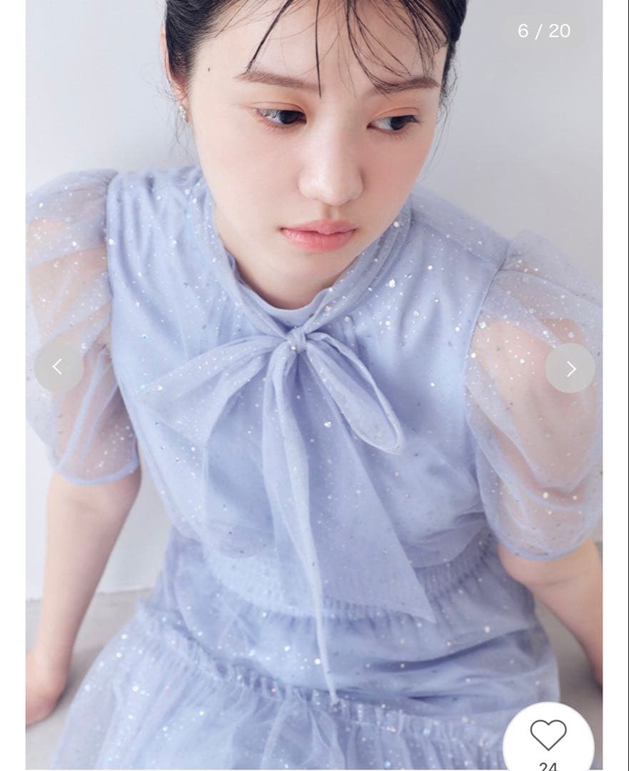 FUR FUR ハーフスリーブラメチュールドレス　ライトブルー　00