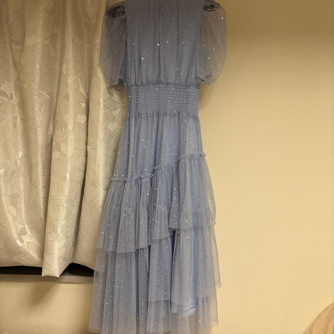 FUR FUR ハーフスリーブラメチュールドレス　ライトブルー　00