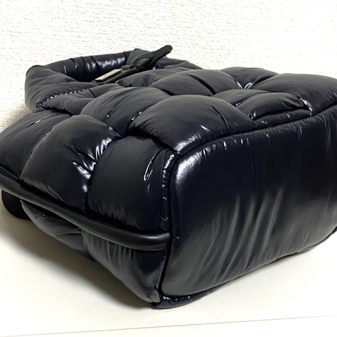 【美品】 かねまつ ミニショルダーバッグ 2way ブラックナイロン イタリア製