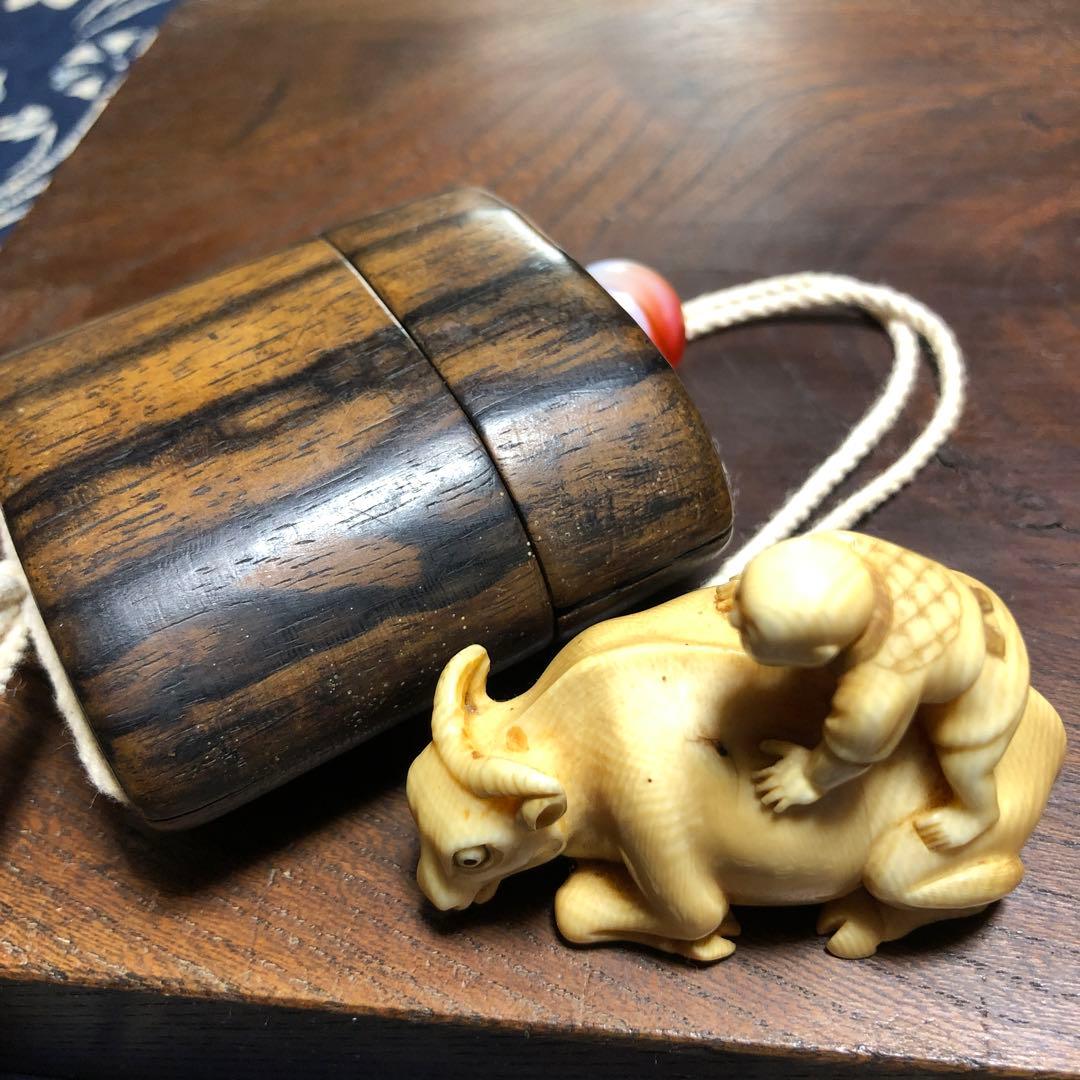 根付け　牧童　時代物