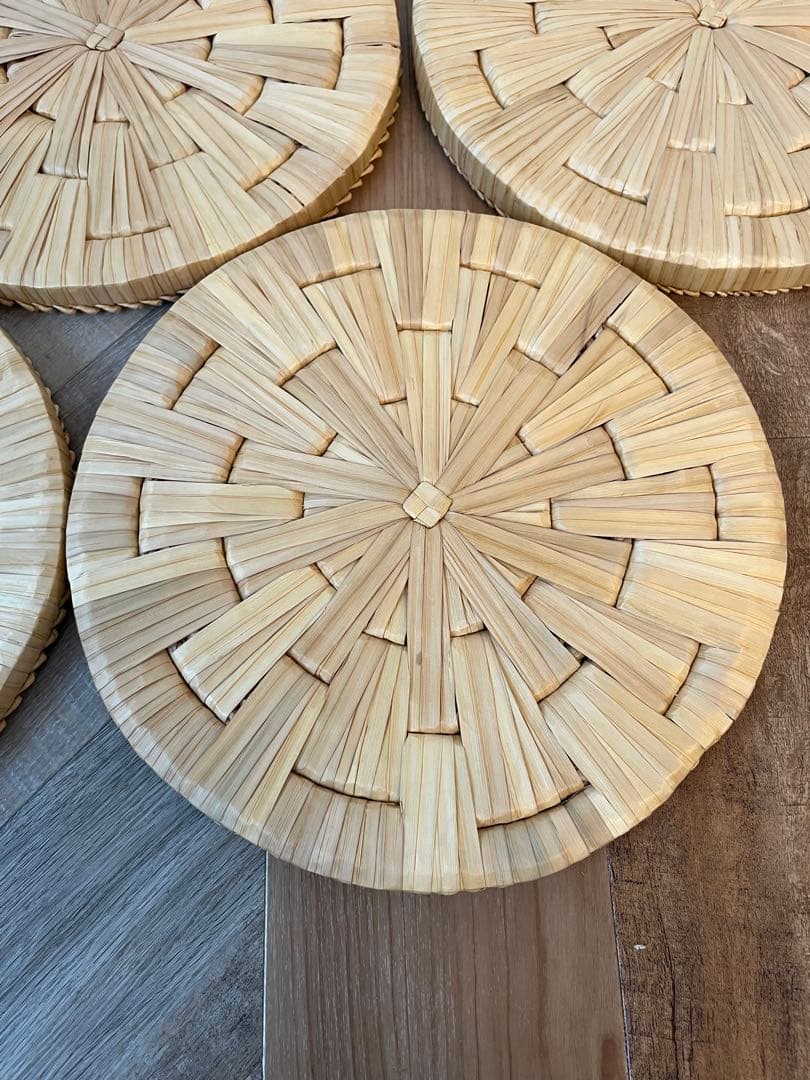 茶道具 露地道具 円座 5客揃 藁竹 天然素材 座具 敷物 紙箱
