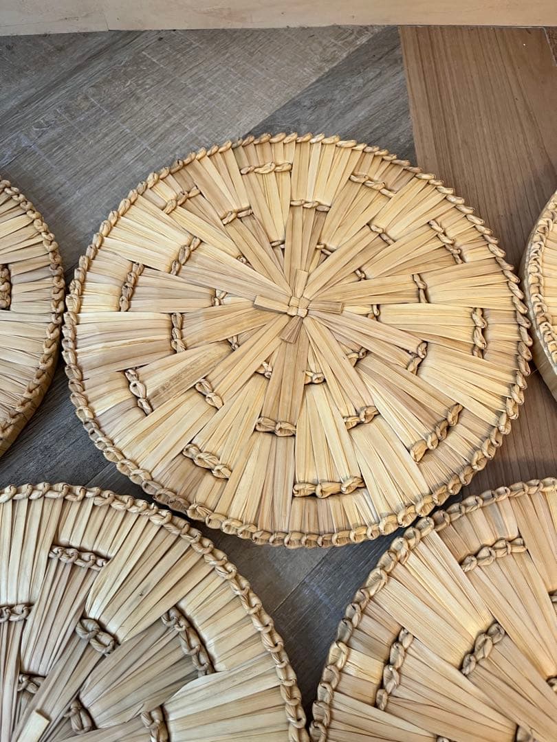 茶道具 露地道具 円座 5客揃 藁竹 天然素材 座具 敷物 紙箱
