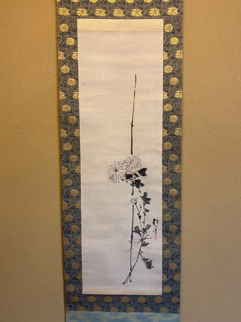 掛け軸 酒井抱一 花絵 古美術 共箱 二重共箱