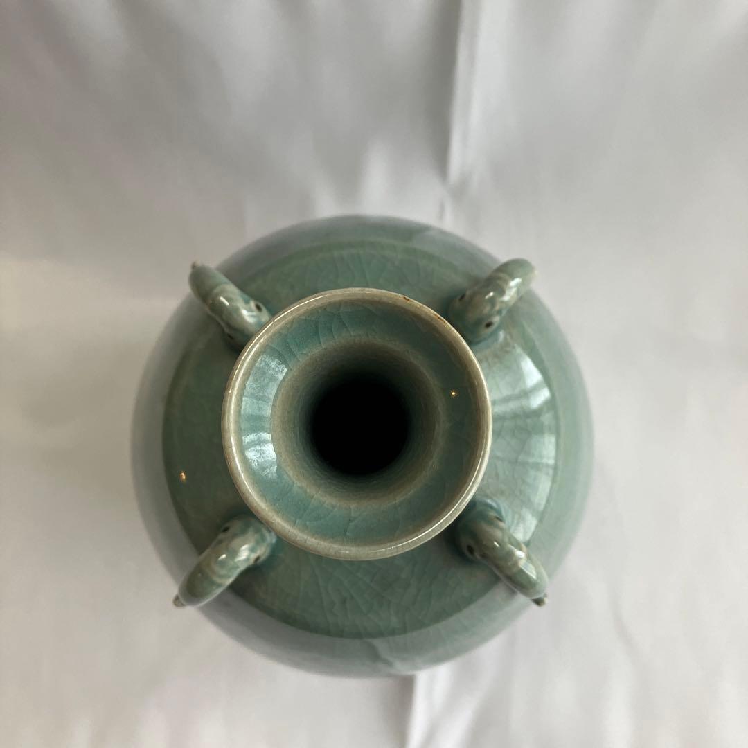 青磁　壺　古岩　金興福作