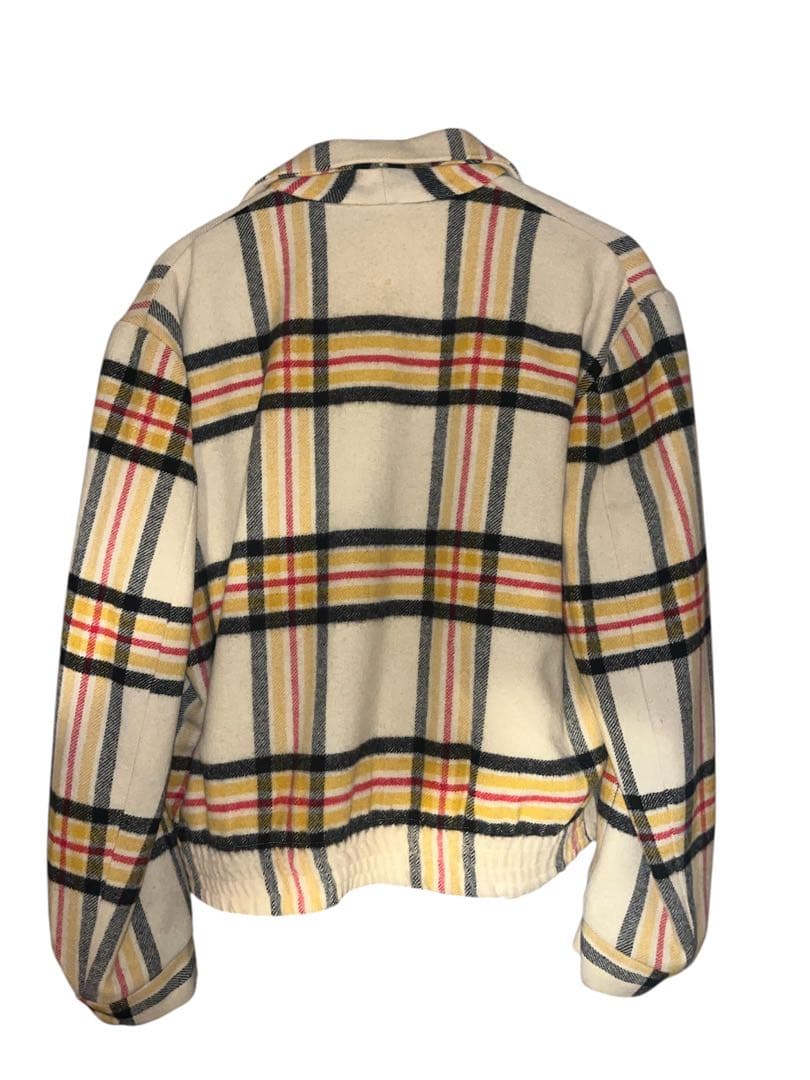 チェック柄フリースジャケット　古着　ヴィンテージ　40s 50s