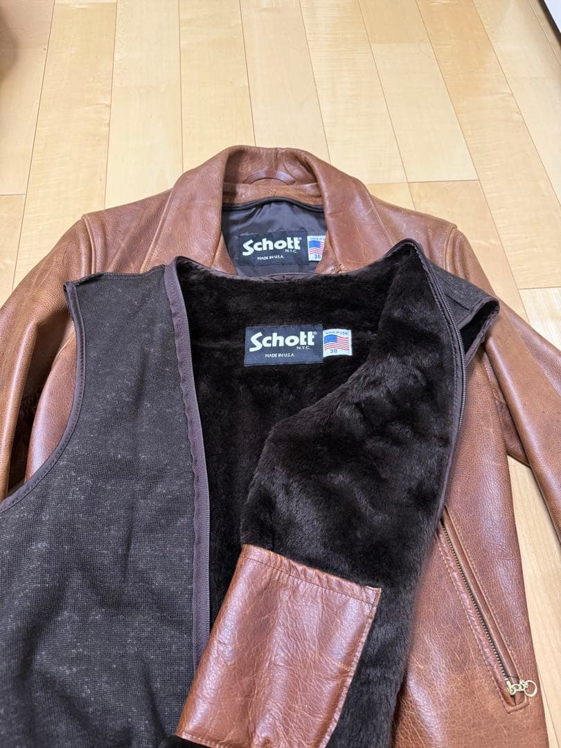 【ひまちゆーり】Schott シングルライダース643 ナバホブラウン