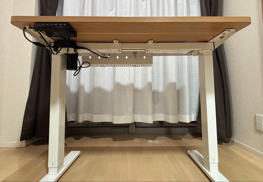 [美品]FlexiSpot 電動昇降デスク ケーブルカゴ・天板付き