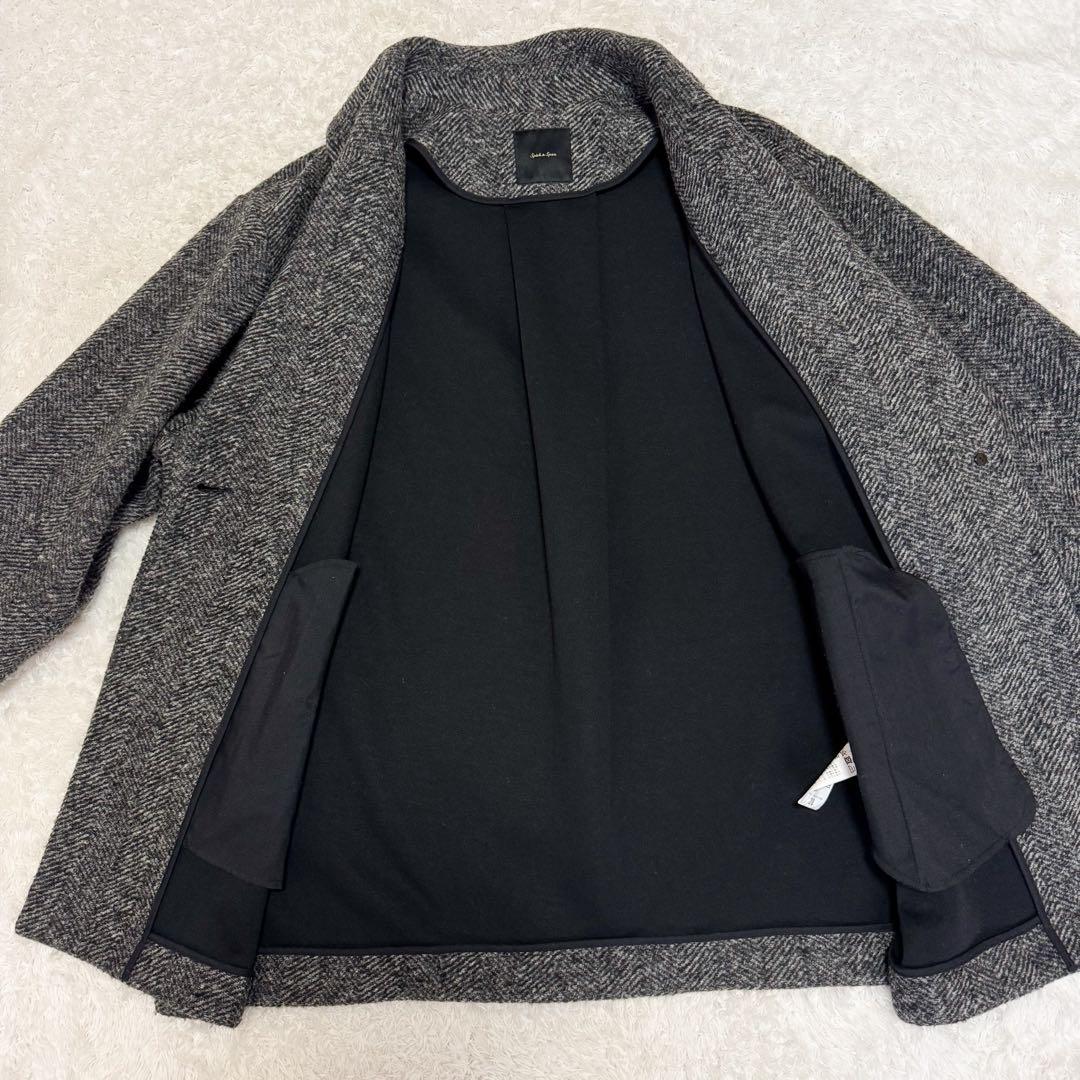 スピックアンドスパン Wスライバーヘリンボーンミドルコート 22AW