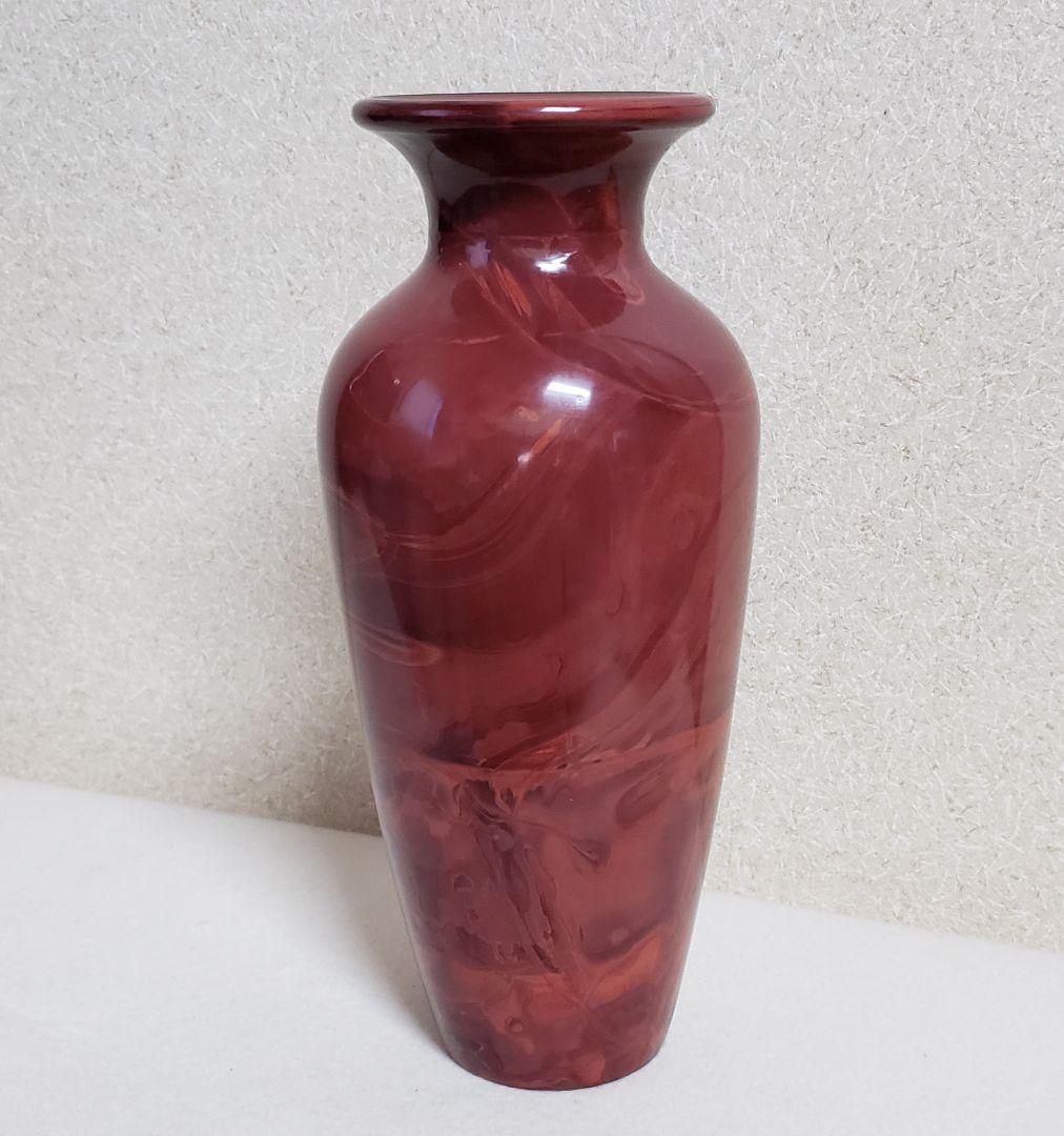 中国 乾隆硝子 朱色 赤色 花瓶 ガラス