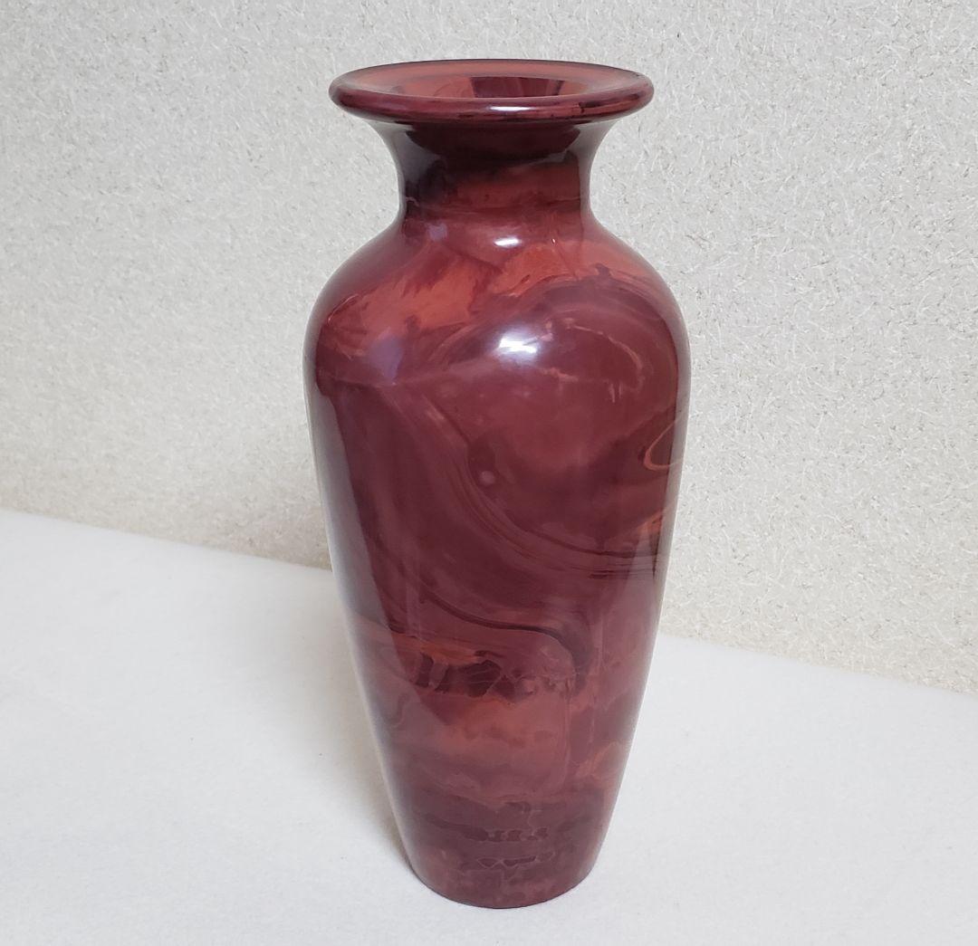 中国 乾隆硝子 朱色 赤色 花瓶 ガラス