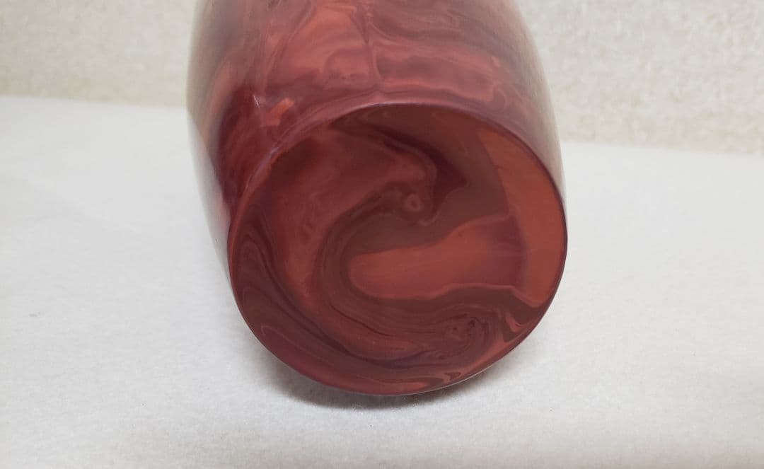 中国 乾隆硝子 朱色 赤色 花瓶 ガラス