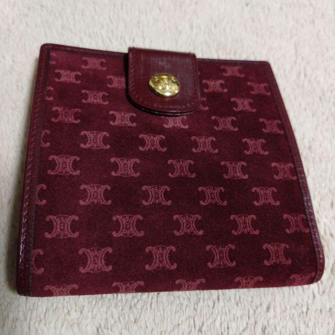 90s CELINE セリーヌ 二つ折り財布 スウェード マカダム コンパクト