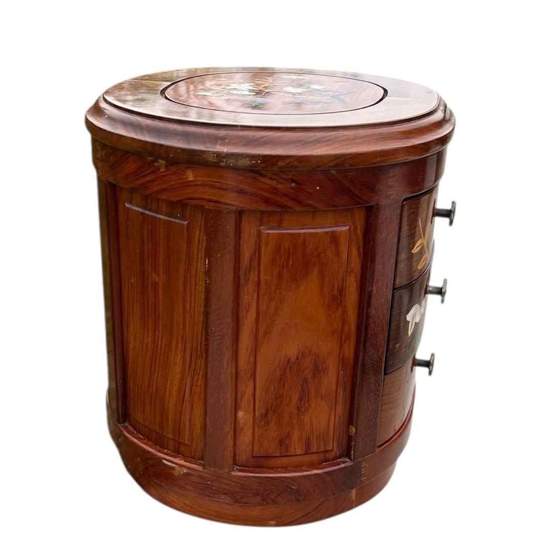 ミニ箪笥　引出三段　象嵌細工　花梨　天然木