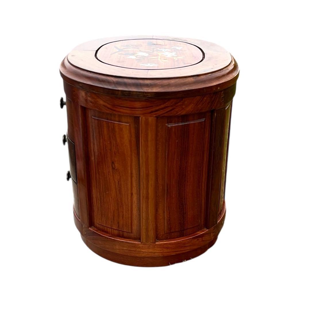 ミニ箪笥　引出三段　象嵌細工　花梨　天然木