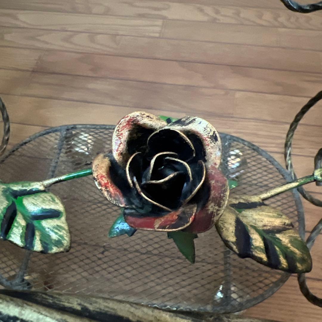 ルネサンス ガラステーブル ゴールド バラ ヴィンテージ アンティーク