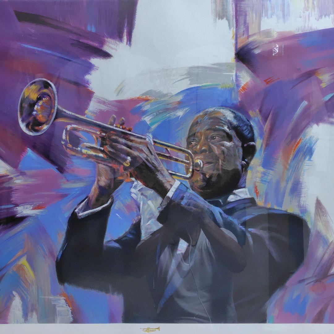 シルクスクリーン ジン G.カム 「サッチモ」 額装 JAZZ