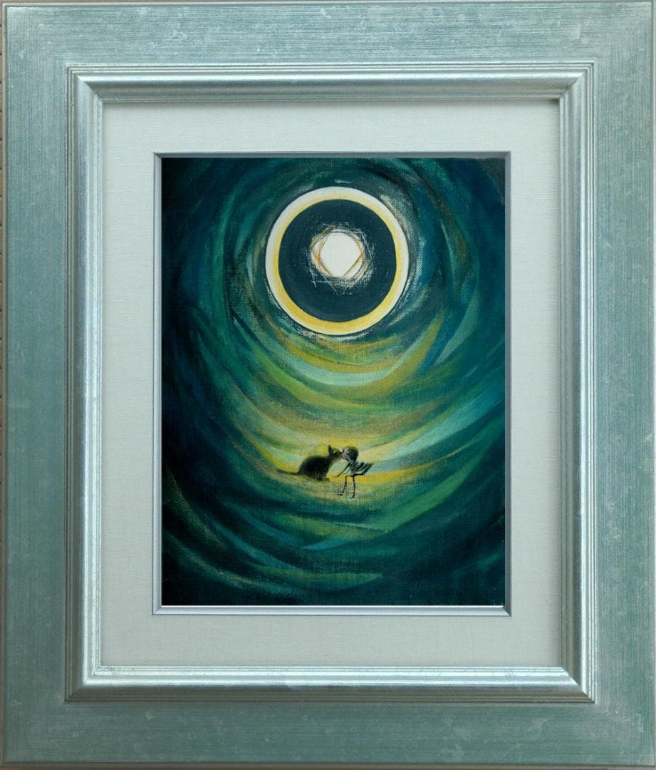 油絵 菅家令子 絵 絵画インテリア F3-031119 祈り 可愛い子猫と女の子