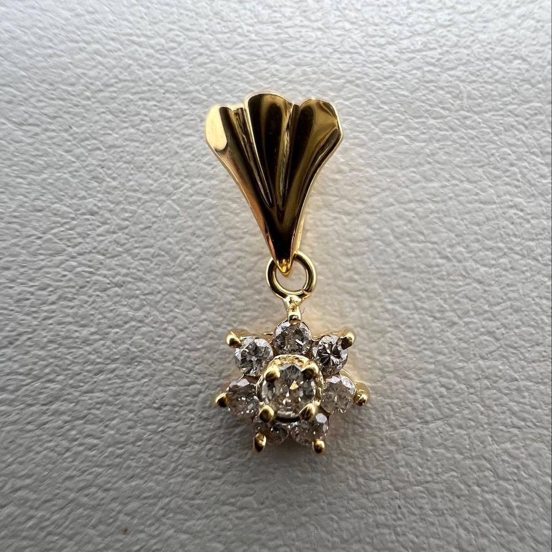 K18 ペンダント　トップ　ダイヤ8ps 0.42g ジュエリーマキ