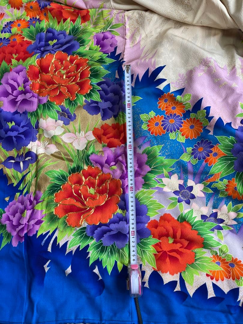 オーダー受付中❣️正絹本格お仕立てお振袖、撮影用お引き摺り大振り袖