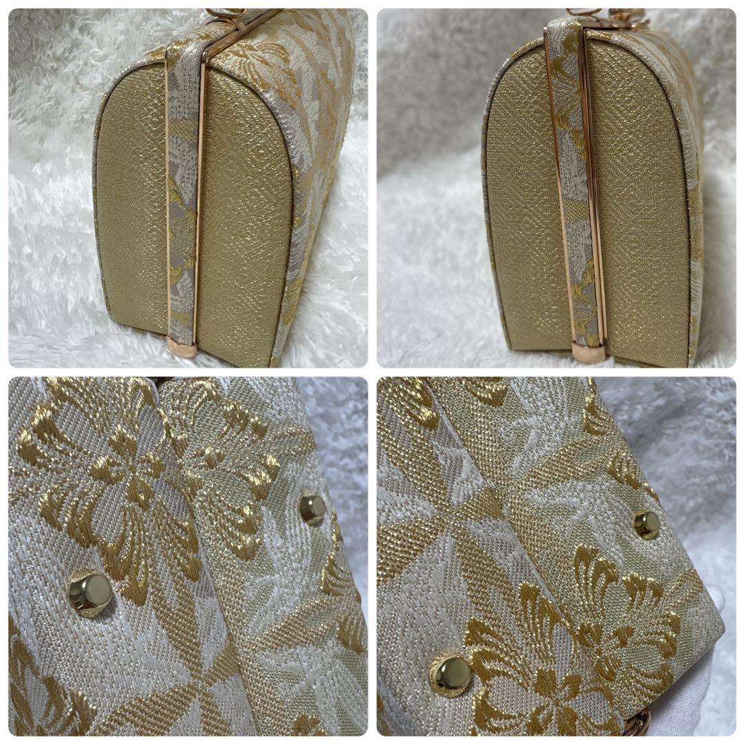 【美品✨】エレガント　ゴールド　和装用バッグ　自立型　フォーマル　結婚式　お祝い