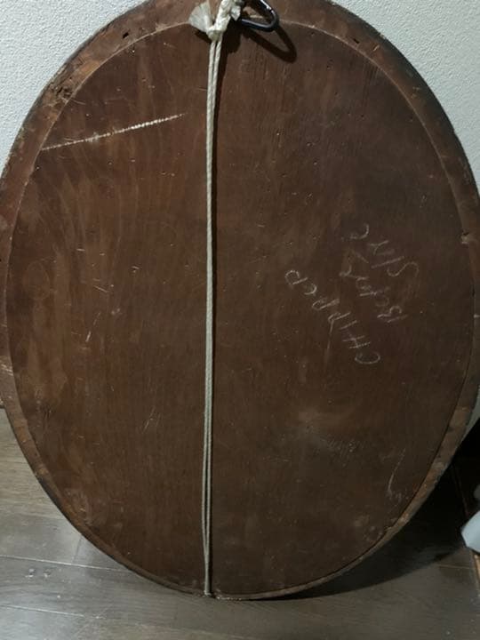 アンティーク　ミラー　90年前　希少　オーバル型　大型鏡　壁掛け鏡　イタリア製