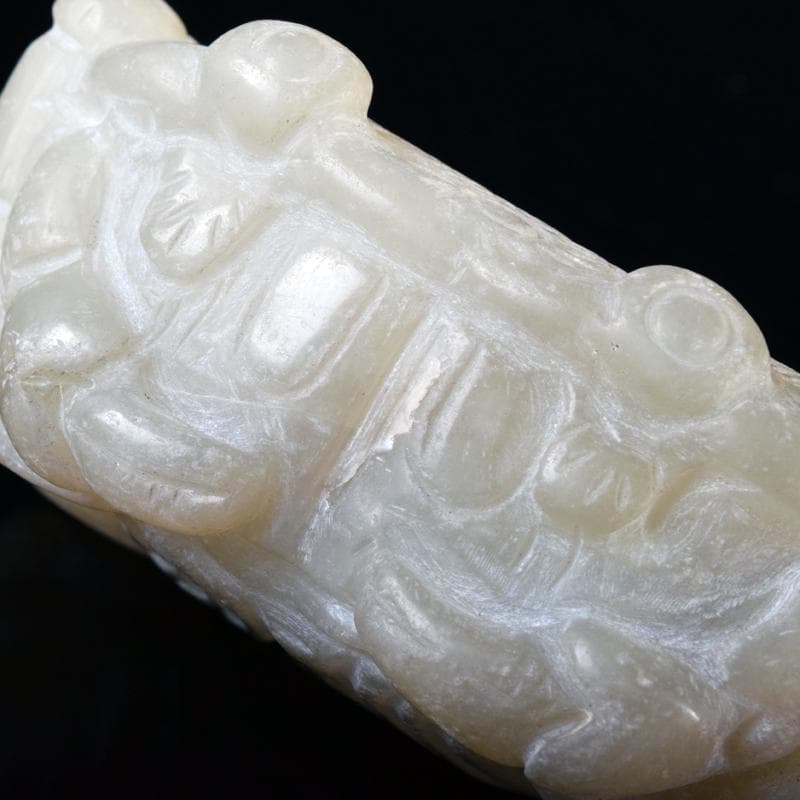 中国　玉石白玉彫刻　蟹形水孟　筆洗　V　R8258