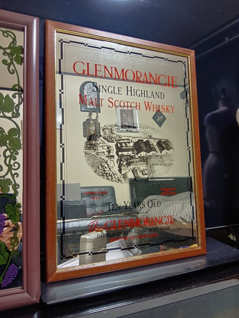 1980's 非売品　ノベルティ　グレンモーレンジ　10年　パブミラー