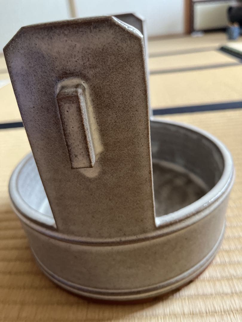 【極美品箱あり】【大幅値下げ！】赤膚焼萩釉手桶形盛器　大塩正人