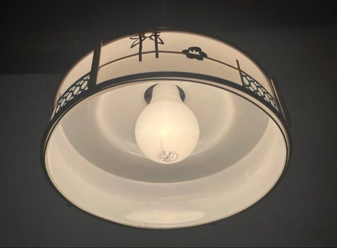 ミルクガラス シェード セルロイド巻 電笠 照明 レトロ 昭和 アンティーク