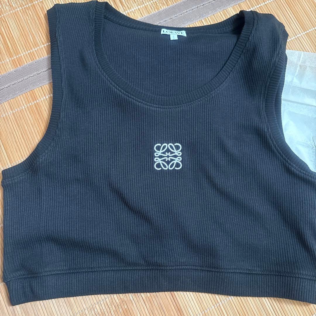 LOEWE ブラック クロップドタンクトップ