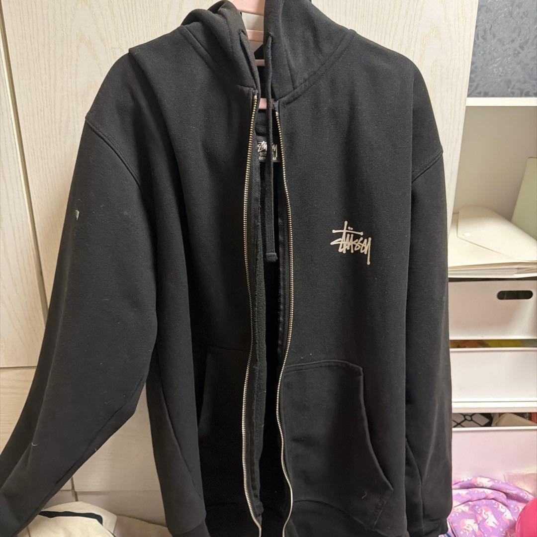 Stüssy ブラック フルジップフーディ Lサイズ