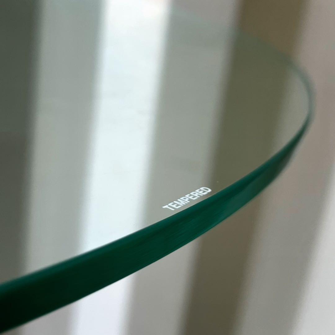 取付無料！カリガリス風おしゃれモダンインテリア 円形ガラスサイドテーブル✨