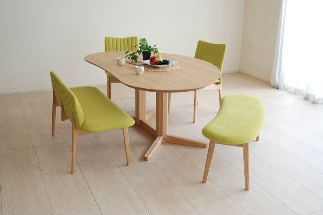 【送料無料】ミラージュ豆型テーブル メラミン材 140cm パブリックオーク色