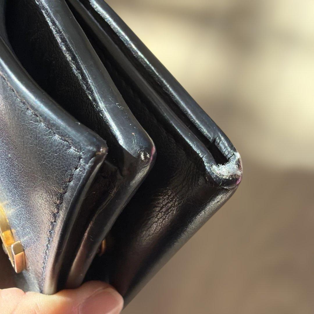 SAINT LAURENT ブラックレザー 三つ折り財布