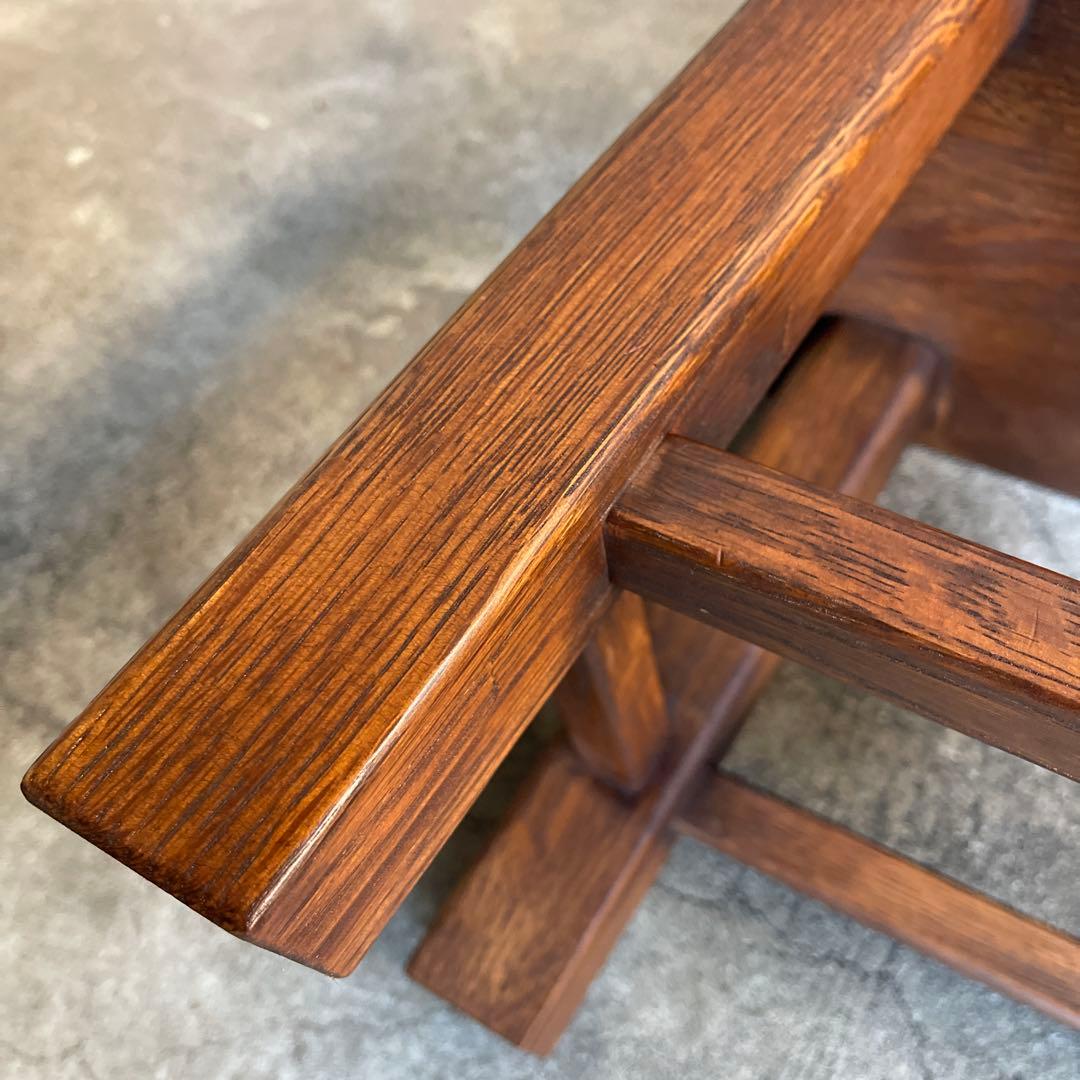 美品　イタリア　木製スツール　オーク材　子供椅子　花台　踏み台　ビンテージ