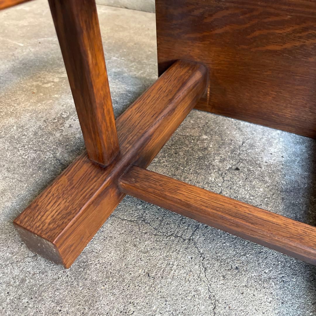 美品　イタリア　木製スツール　オーク材　子供椅子　花台　踏み台　ビンテージ