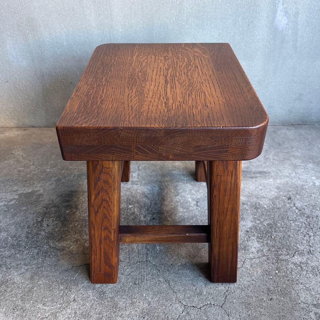 美品　イタリア　木製スツール　オーク材　子供椅子　花台　踏み台　ビンテージ