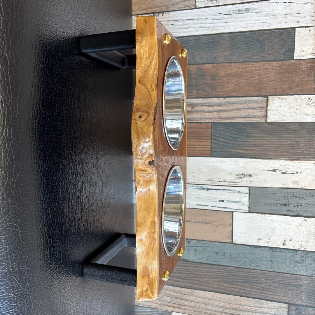 天然木製二重ボウルスタンド