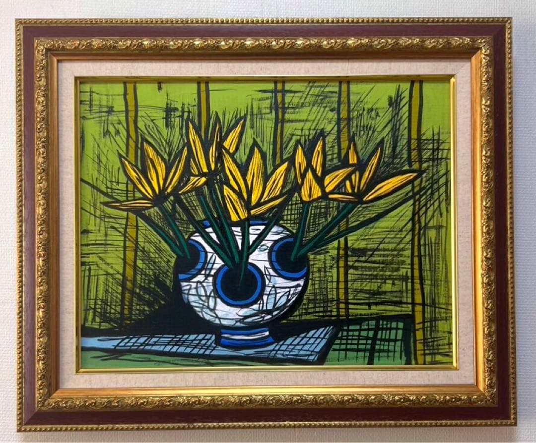 【F6号】ベルナール ビュッフェ（1987）手描き/表裏サイン有り/油彩/額縁