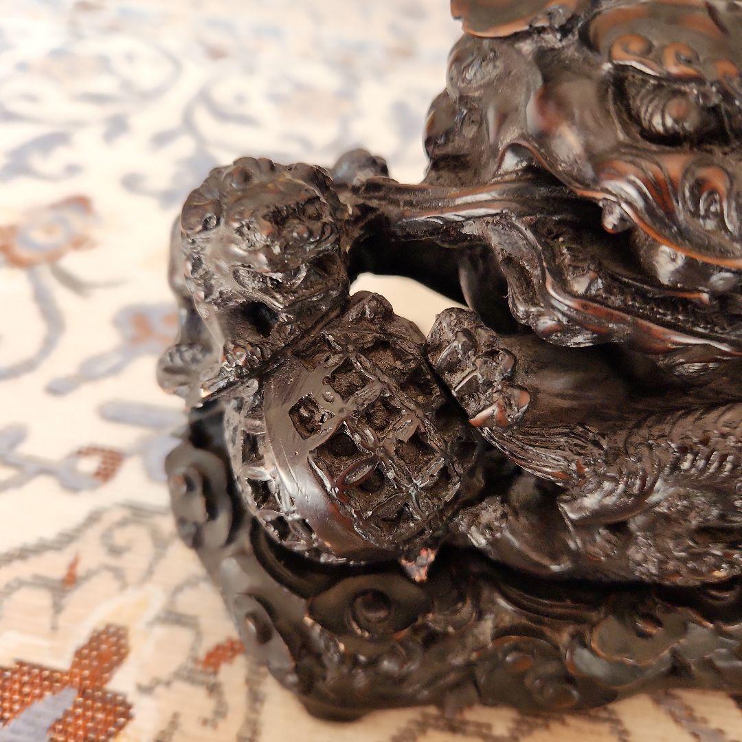 中国8匹の子持ち獅子置物