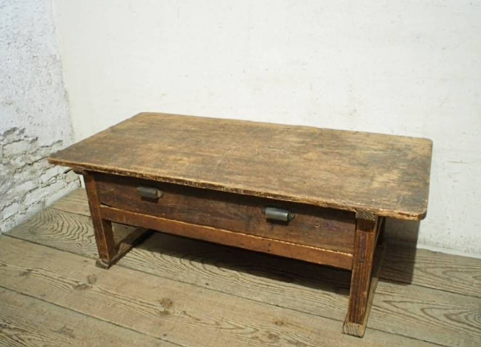 1070 ヴィンテージ　杉の文机　ローテーブル　引き出し　古家具　古道具　レトロ