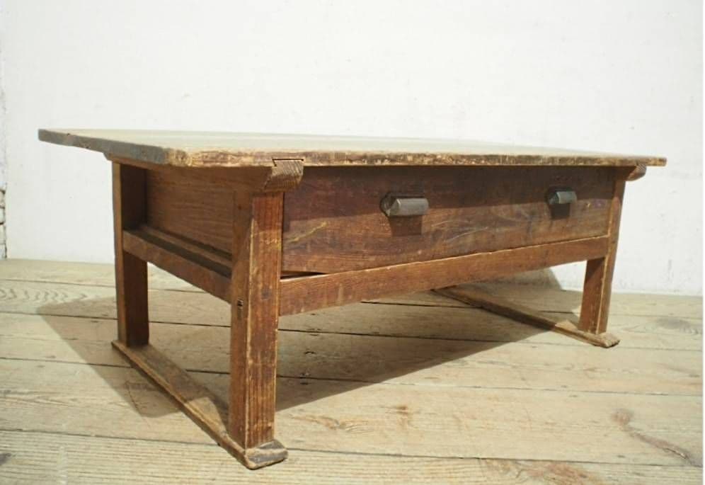 1070 ヴィンテージ　杉の文机　ローテーブル　引き出し　古家具　古道具　レトロ