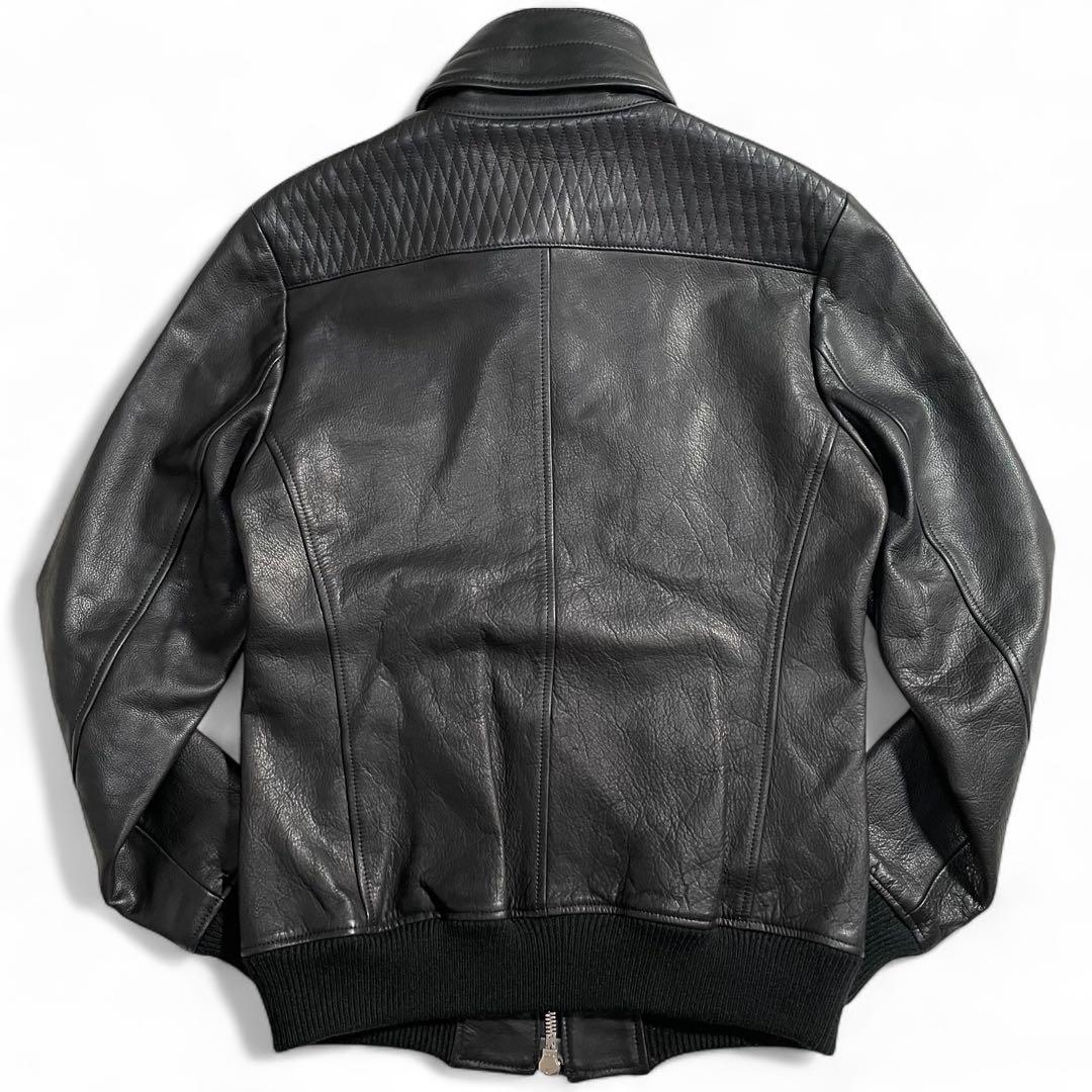 AKM レザージャケット カウハイド ダイヤキルティング スタンドカラー