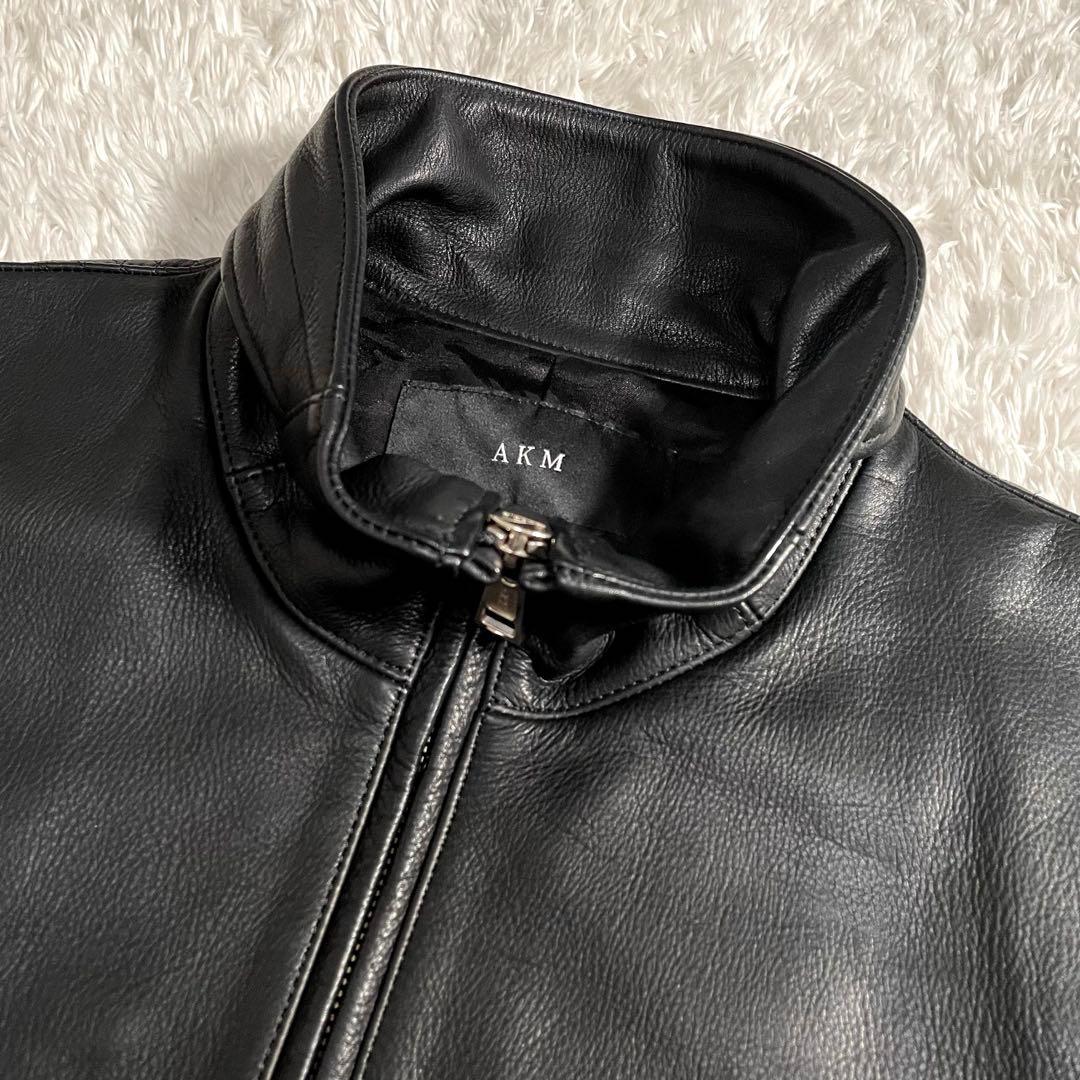 AKM レザージャケット カウハイド ダイヤキルティング スタンドカラー