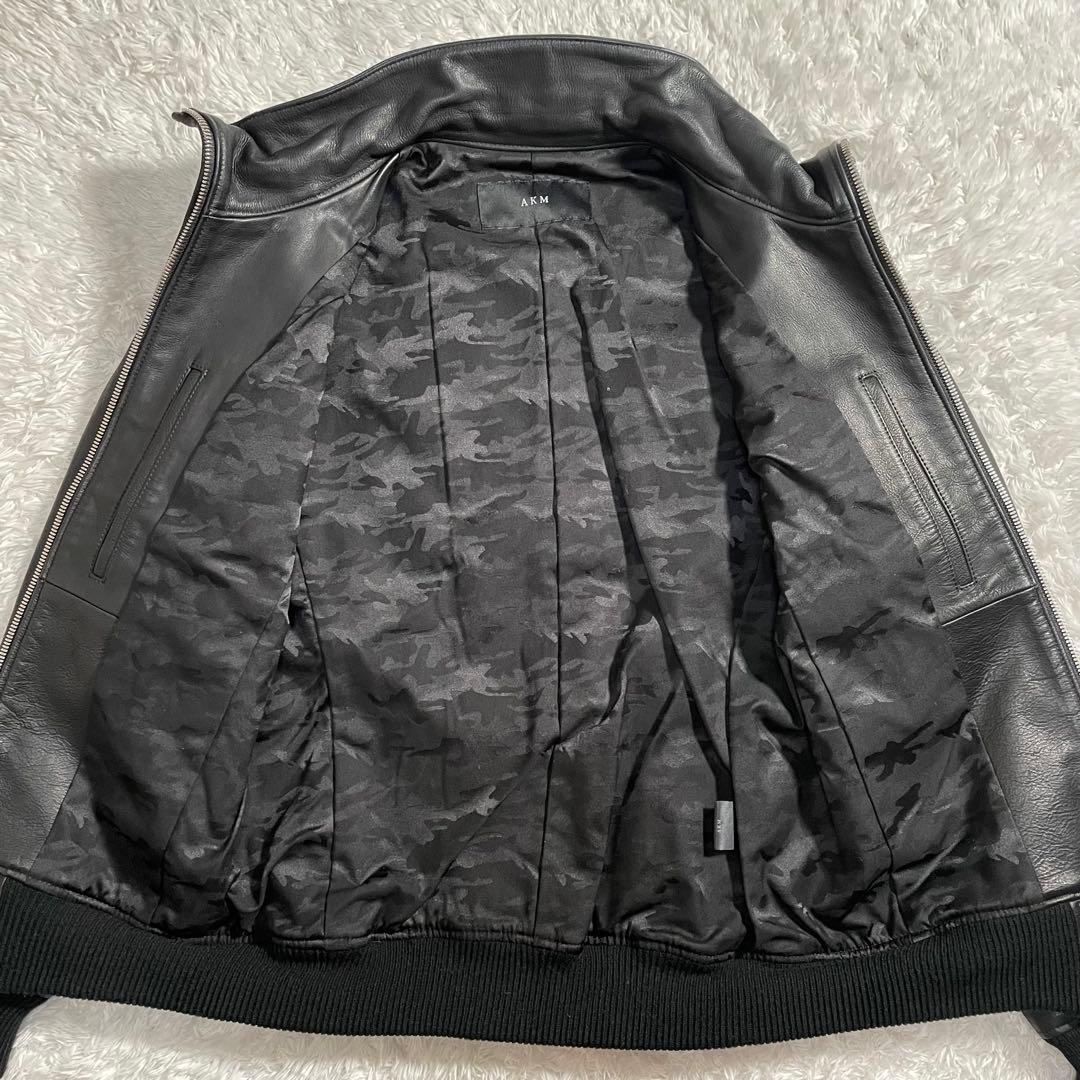 AKM レザージャケット カウハイド ダイヤキルティング スタンドカラー
