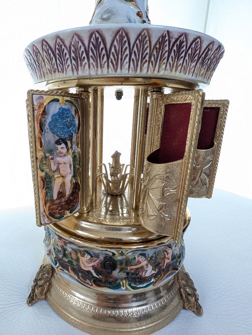 【美品 動作確認済み】REUGE リュージュ★陶器製★オルゴール★口紅タバコ入れ