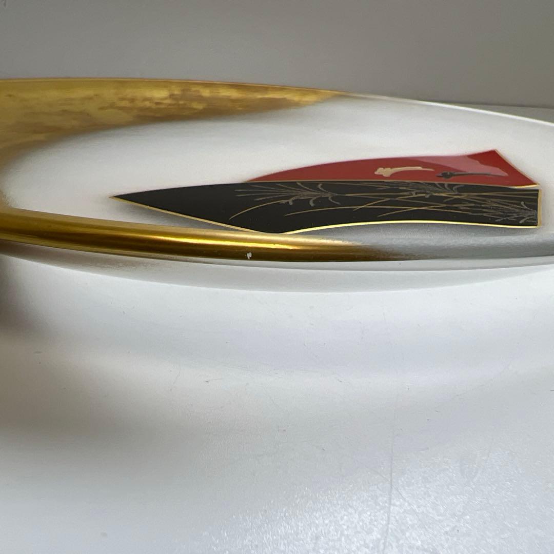 輪島塗　一后造クリスタルガラス蒔絵盛皿　共箱　26.5㎝　東Y7-0716③