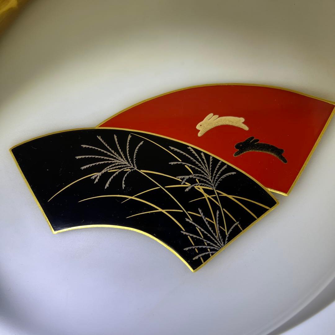 輪島塗　一后造クリスタルガラス蒔絵盛皿　共箱　26.5㎝　東Y7-0716③